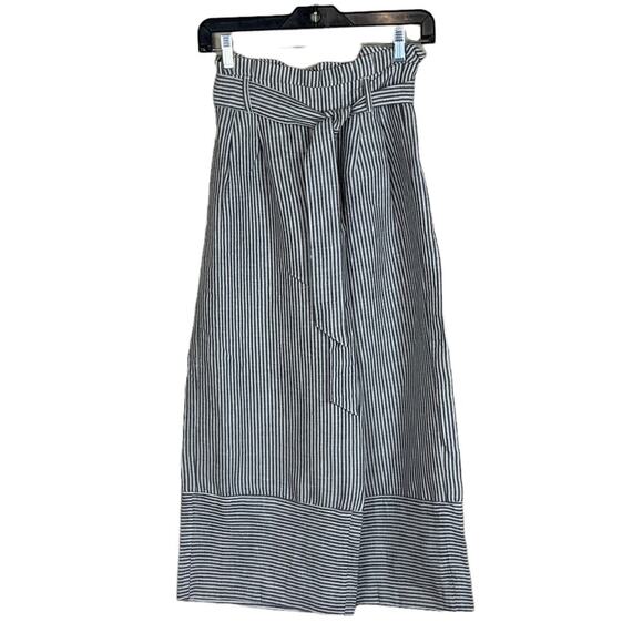 Bershka BSKGIRL Striped Tie Front Pull On Cropped Wide Leg Pant Gray White Small - Picture 8 of 8